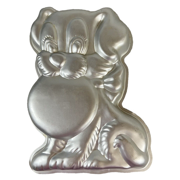 Lot Of 2 Vintage Wilton Dog Aluminum Cake Pan 1987 & Double Heart Cake Pan 1979 - Picture 2 of 12
